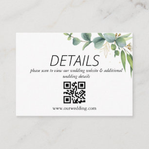 Eucalyptus Rustic Greenery Wedding QR Code Enclosure Card