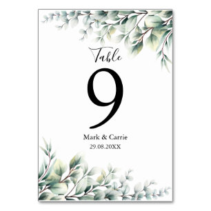 Eucalyptus Rustic Greenery Wedding Table Number