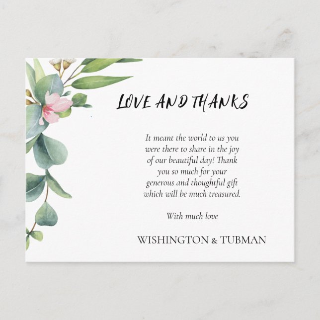 Eucalyptus Rustic Greenery Wedding Thank You Card (Front)