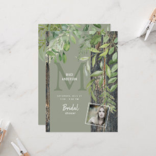 Eucalyptus Rustic Photo Sage Bridal Shower Invitation