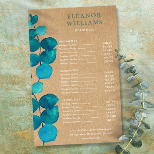 Eucalyptus Rustic Salon Service Menu