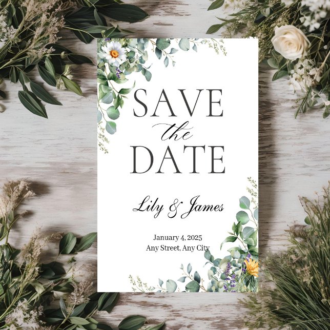 Eucalyptus Rustic Save the Dates Invitation (Creator Uploaded)
