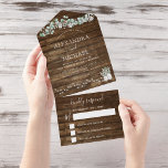 Eucalyptus Rustic Wedding String Lights RSVP All In One Invitation<br><div class="desc">Rustic Country Outdoors on Dark Wood with Greenery Eucalyptus and Cotton with Jars on String Light Spring,  Summer,  Winter,  Autumn or Fall Wedding RSVP Invitations - includes beautiful and elegant script typography for the special celebration.</div>