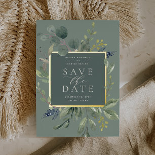 Eucalyptus & Sage Foil Save the Date Card