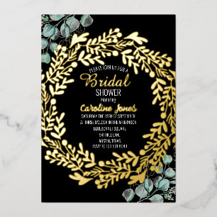 Eucalyptus Sage Green Black Gold Bridal Shower