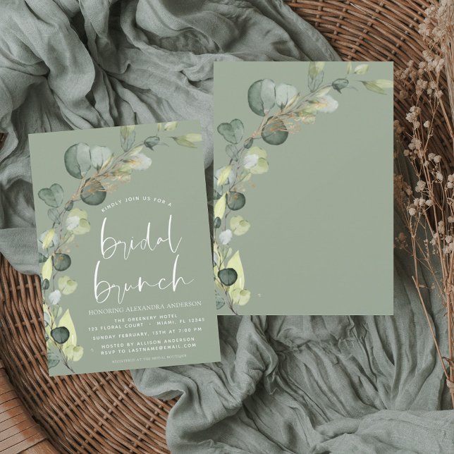 Eucalyptus Sage Green Bridal Brunch Shower Invitation (Creator Uploaded)