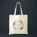 Eucalyptus Sage Green Bridesmaid Tote Bag<br><div class="desc">Create your own custom personalised tote bag with the name of your bridesmaid. Elegant sage green eucalyptus botanicals with faux gold heart will brighten your day or make a gift they won't forget.</div>