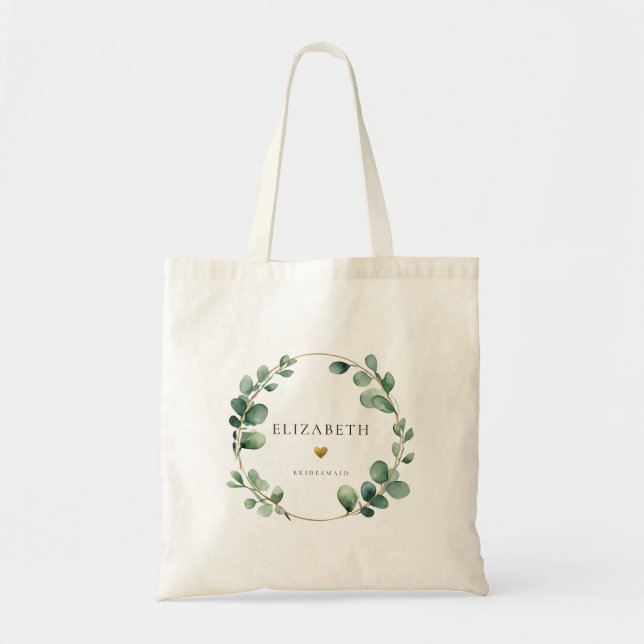 Eucalyptus Sage Green Bridesmaid Tote Bag (Front)