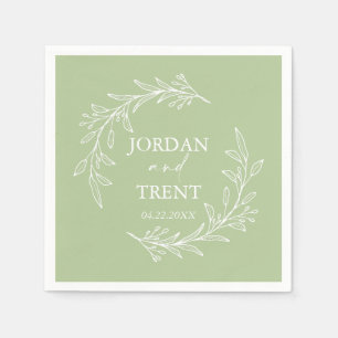 Eucalyptus Sage Green Custom Wedding Paper Napkins