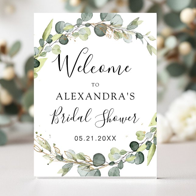 Eucalyptus Sage Green Floral Bridal Shower  Poster (Creator Uploaded)