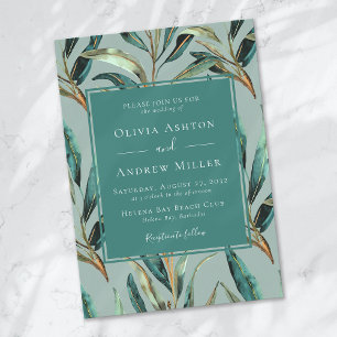 Eucalyptus Sage Green Gold Elegant Wedding Invitation