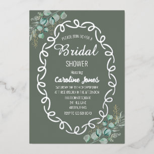 Eucalyptus Sage Green Gold Foil Bridal Shower