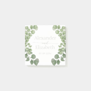  Eucalyptus Sage Green Script Wedding Favor Post-it Notes