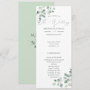 Eucalyptus Sage Green Watercolor Wedding Program