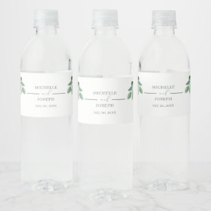 Eucalyptus Sage Green Watercolor Wedding Water Bottle Label
