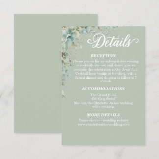 Eucalyptus Sage Green Wedding Details Card