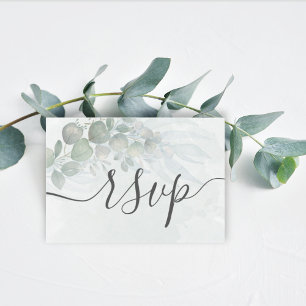 Eucalyptus sage green Wedding RSVP Card