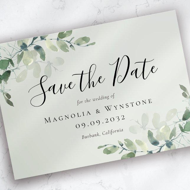Eucalyptus Sage Green Wedding Save The Date (Creator Uploaded)