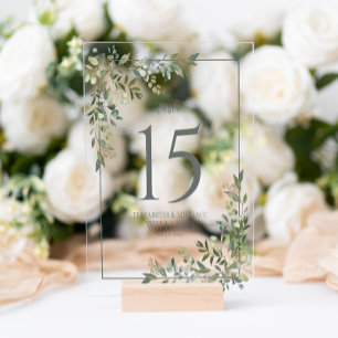 Eucalyptus Sage Green Wedding Table Number Acrylic Sign