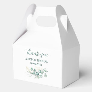 Eucalyptus Sage Green White Botanical Wedding  Favour Box