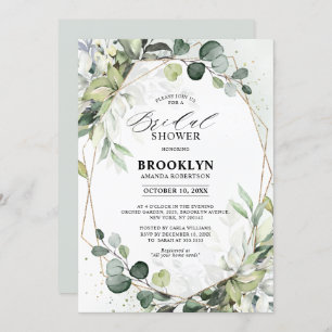 Eucalyptus Sage Greenery Geometric Bridal Shower Invitation