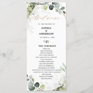 Eucalyptus Sage Greenery Modern Geometric Wedding Programme