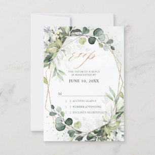 Eucalyptus Sage Greenery Modern Geometric Wedding RSVP Card