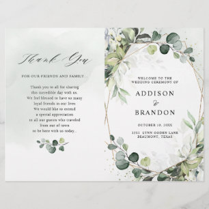 Eucalyptus Sage Greenery Modern Wedding Program