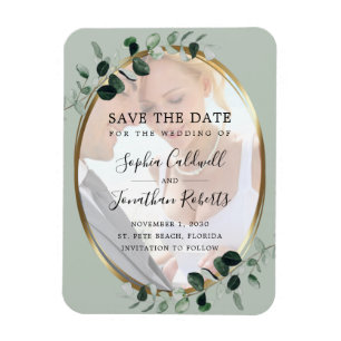 Eucalyptus Sage Photo Wedding Save the Date Magnet