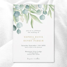 Eucalyptus Sage Watercolor Greenery Wedding Invita