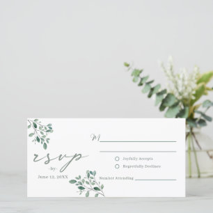 Eucalyptus Sage Watercolor wedding RSVP Postcard
