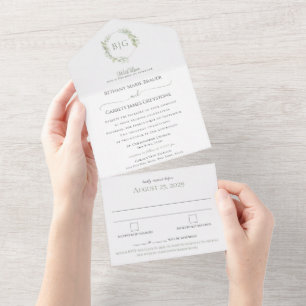 Eucalyptus Sage Wedding All In One Invitation