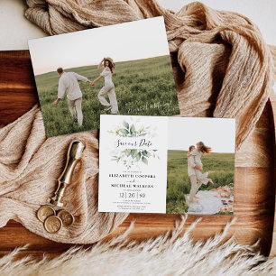 Eucalyptus Save Our Date with Photo Card