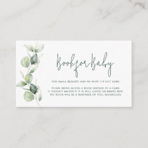 Eucalyptus Script Baby Shower Book Request Enclosure Card
