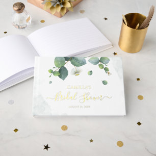 Eucalyptus Script Bridal Shower Gold Foil Guest Book