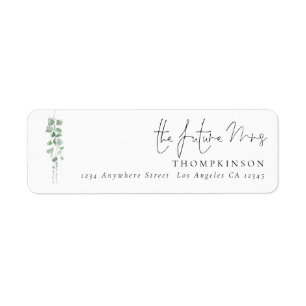 Eucalyptus Script Future Mrs Return Address 