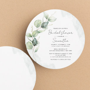 Eucalyptus Script Modern Bridal Shower Invitation