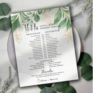 Eucalyptus + Script Text Wedding Day Timeline
