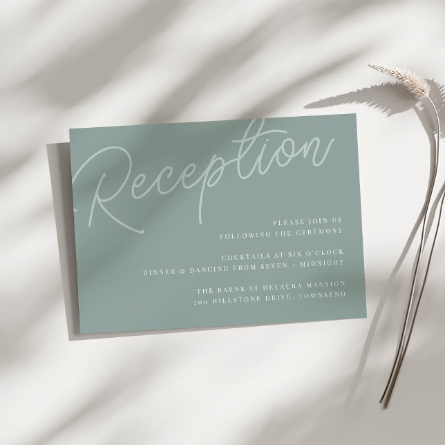 Eucalyptus | Script Watermark Wedding Reception Enclosure Card (Creator Uploaded)