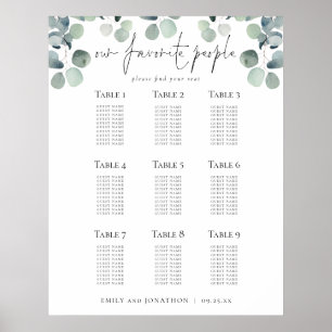 Eucalyptus Seating Plan Wedding Favourite People Poster