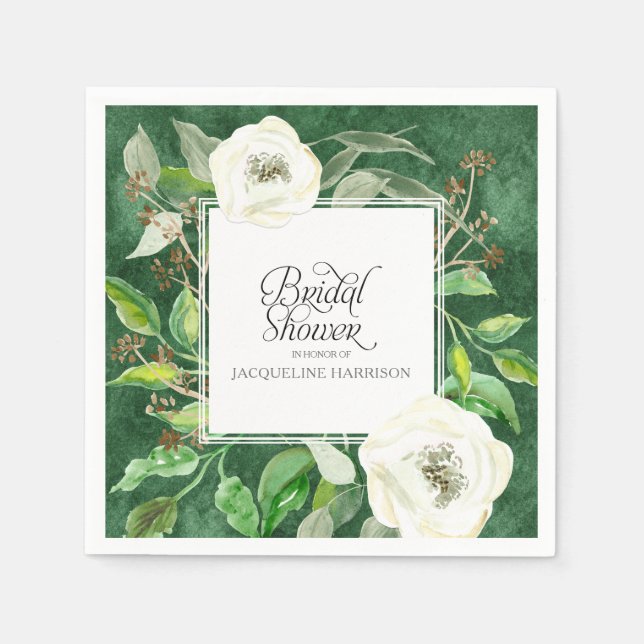 Eucalyptus Seed Leaf Foliage Wreath BOHO Wild Rose Napkin (Front)