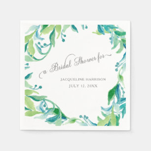 Eucalyptus Seed Leaf Laurel Wreath Bridal Shower Napkin