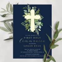 Eucalyptus Serenity First Communion Invitation