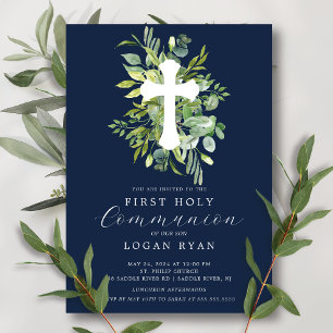 Eucalyptus Serenity  First Communion Invitation