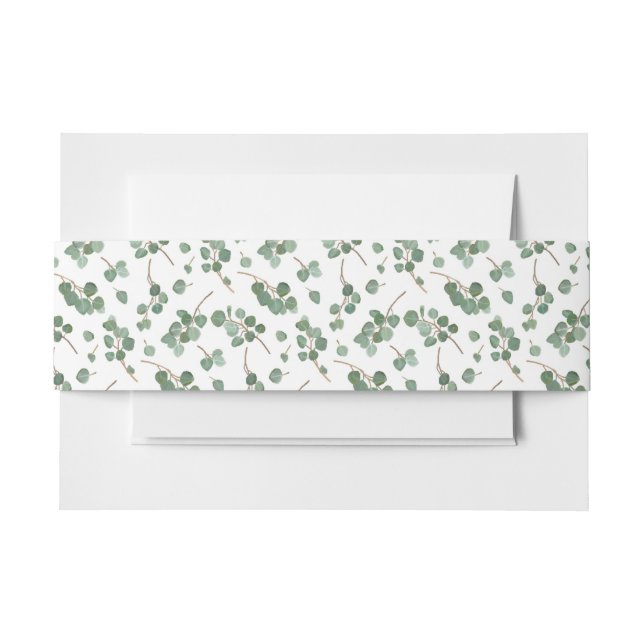 Eucalyptus Silver Dollar Tree Foliage Pattern Invitation Belly Band (Front Example)