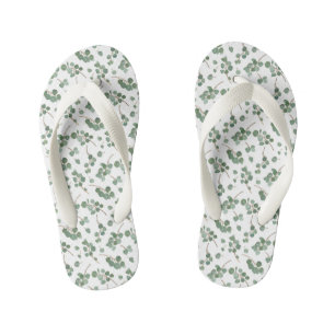 Eucalyptus Silver Dollar Tree Foliage Pattern Kid's Jandals