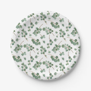 Eucalyptus Silver Dollar Tree Foliage Pattern Paper Plate