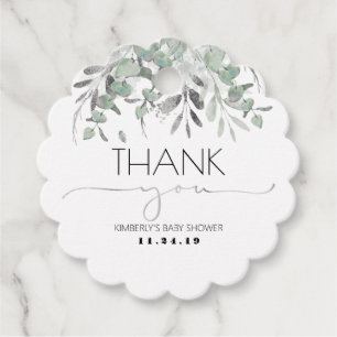 Eucalyptus Silver Greenery Baby Shower Thank You Favour Tags