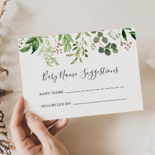 Eucalyptus Simple Baby Name Suggestions Card