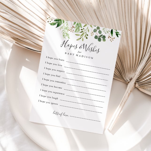 Eucalyptus Simple Baby Shower Hopes & Wishes Card (Creator Uploaded)